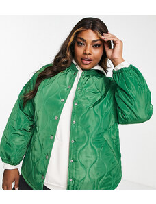 Pieces Plus Pieces Curve exclusive quilted bomber jacket in green