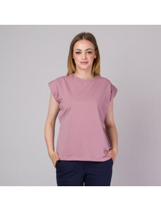 Willsoor Tricou roz pentru femei cu model fin 14266