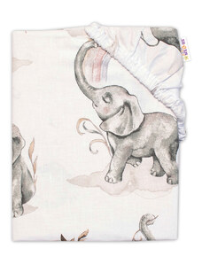 Baby Nellys Bumbac pentru copii cearşaf de pat, Elefant un curcubeu, alb