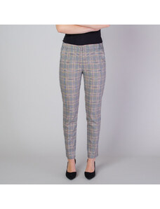 Willsoor Pantaloni de damă, pentru costum, cu un model cadrilat în culorile negru, roz și galben 11653