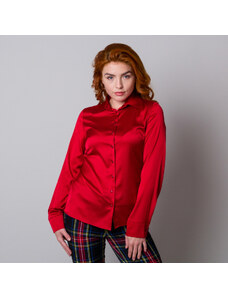 Femei roșu cămașă cu mânecă lungă Willsoor neted 13202