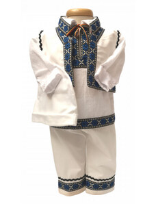 Costum traditional bebe baietel, Albastru, Denikos 670