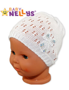 Baby Nellys  pălărie croșetată - cu paiete - alb