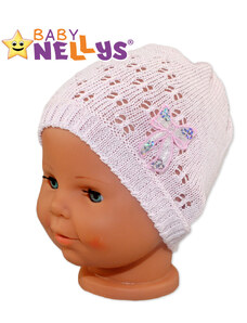 Baby Nellys  pălărie croșetată - cu paiete - roz deschis