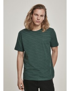 Tricou pentru bărbati cu mânecă scurtă // Urban Classics Yarn Dyed Baby Stripe Tee darkfreshgreen/black