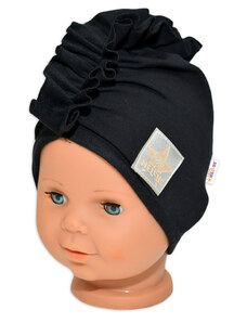 Baby Nellys Primăvara / toamna pălărie de bumbac - turban, negru, 1-3 ani
