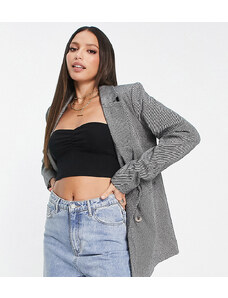 Pieces Tall oversized double breasted tailored blazer in dark grey