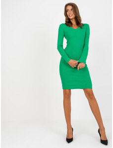 Fashionhunters Basic green striped dress above the knee