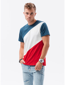 Ombre Clothing Tricou bărbați cu mânecă scurtă Beyer albastru rosu S