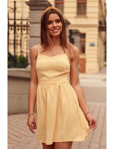FASARDI Yellow striped dress with tie at the back