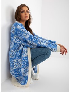 Fashionhunters White-blue women's cardigan with RUE PARIS patterns