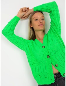 Fashionhunters Fluo green openwork summer sweater with buttons RUE PARIS