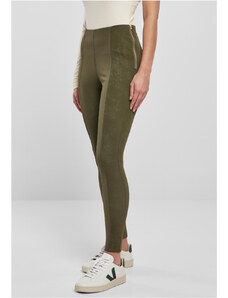 Pantaloni // Urban Classics / Ladies Washed Faux Leather Pants olive