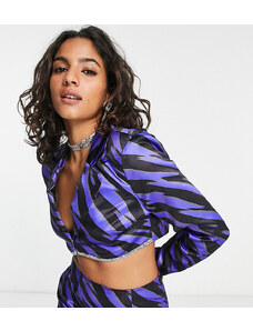 I Saw It First Petite cropped blazer with embellishment co-ord in zebra-Multi