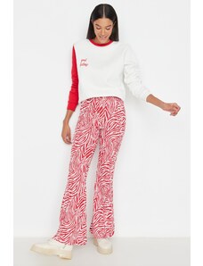 Trendyol Red Zebra model Flare/Flare-Flare High Waist Tricotat Tricotat pantaloni pantaloni