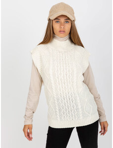 Fashionhunters White, knitted vest with braids SUBLEVEL