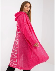 Fashionhunters Fluo pink loose cardigan with OH BELLA inscription on the back