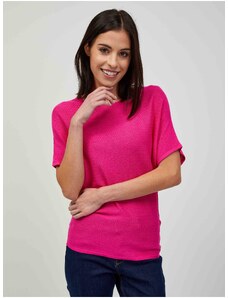 Dark Pink Lightweight Patterned Short Sleeve Pulover ORSAY - Femei