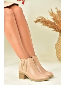 Fox Shoes Nude Women's Boots with Thick Heels