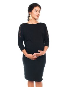 Be MaaMaa Rochie de maternitate elegantă, cu dantelă - negru