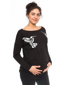 Bluză maternitate Be MaaMaa, hanorac Colibri - negru