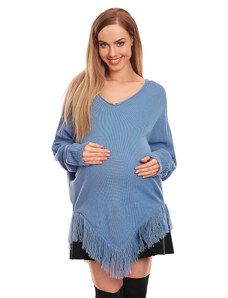 Poncho cu mâneci lungi pentru gravide Be MaaMaa- albastru