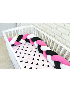 Baby Nellys Mantinel tricotat tresă cu lenjerie de pat Mickey - negru, alb, roz, B19