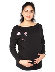 Hanorac de gravidă, cămașă cu petice Be MaaMaa- negru
