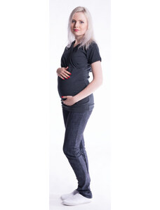 Tricou Be MaaMaa cu glugă, pentru maternitate și asistență medicală, mâneci scurte - grafit