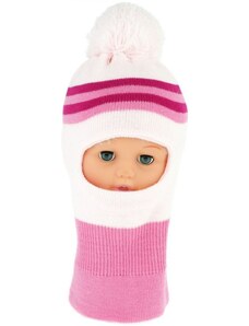 BABY NELLYS Şapcă de iarnă / glugă cu bambus - Sf. roz cu dungi