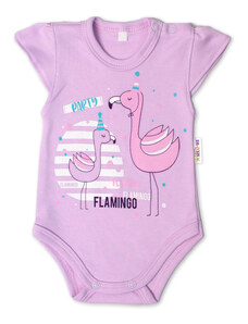 Baby Nellys Bumbac baby corp, cr. mânecă, Flamingo - lila