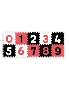 BabyOno Foam puzzle - Numerele, 10ks, negru/rosu / alb