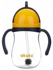 Akuku sticla cu un pai și greutăți - marina / galben, 280 ml