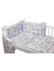BABY NELLYS 3-dílná set de Mantinel cu lenjerie de pat, Zburător animale, albastru