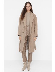 Trendyol Mink Oversize Belted Stamped Coat