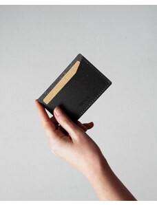 Origin Card holder din piele naturala reciclata, orizontal, negru