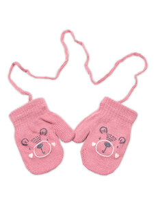 YO! Iarnă mănuși de fetiță cu sfoară Ursuleț de pluș - roz