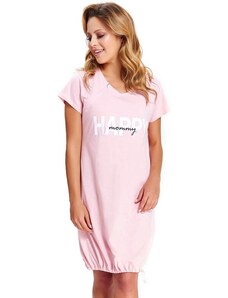 DN Nightwear Cămașă maternă cu fermoar Happy Mommy roză