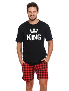 DN Nightwear Pijama scurtă pentru bărbați King negru