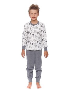 DN Nightwear Pijamale de Crăciun pentru copii Snowman alb