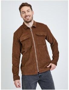 Brown Men's Corduroy Outerwear With Tom Tailor Denim Zipper - Men's