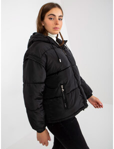 Fashionhunters Black 2-in-1 winter jacket with detachable sleeves