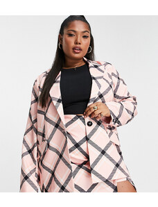 The Frolic Plus check print blazer co-ord in pale pink