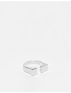 Faded Future open rectangular ring in silver