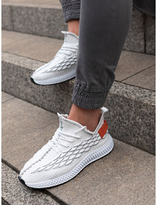 Ombre Pantofi de sport cu șireturi ușoare pentru bărbați - alb V2 OM-FOKS-0141