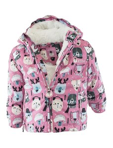Pidilidi jachetă de iarnă pentru fete cu blană, Pidilidi, PD1130-01, roz