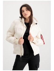 Jachetă ALPHA INDUSTRIES Wmn Hooded Logo Puffer White