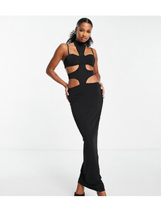 Simmi Clothing Simmi Petite high neck cut out maxi dress in black