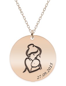 BijuBOX - Bestseller Ami - Colier personalizat mama si bebe din argint 925 placat cu aur roz