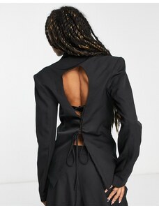 Kyo The Brand lace up open back blazer in black